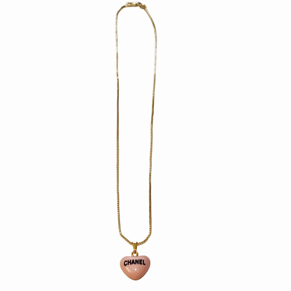 Designer Pink Heart Zipper Pull on 18K GF 18" Petite Box Necklace Chain - Picture 3 of 4
